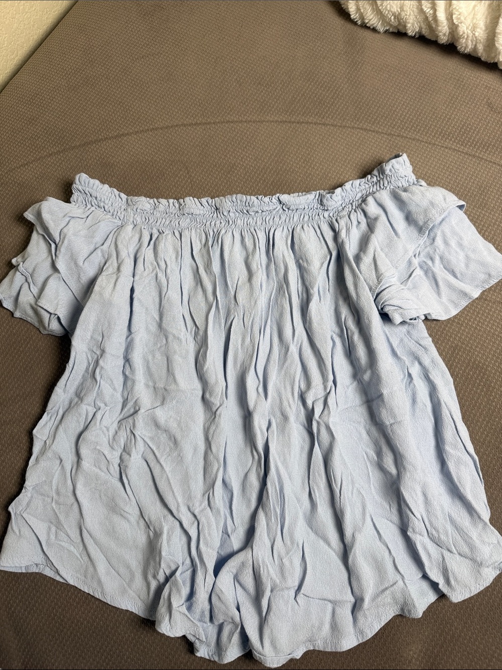 ASTR Light Blue Off-Shoulder Ruffle Blouse - Picture 6 of 6